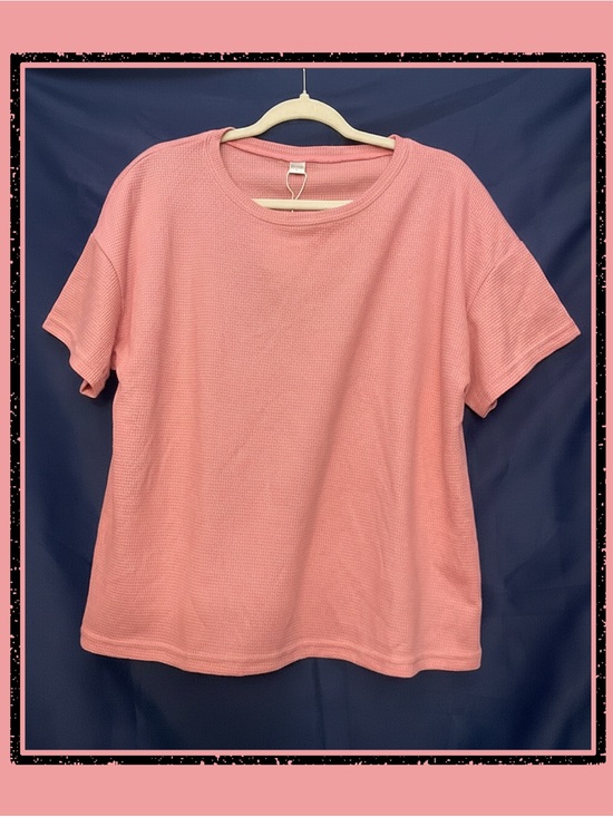 Cheibear Tops - Women's Short Sleeve Waffle Knit Top